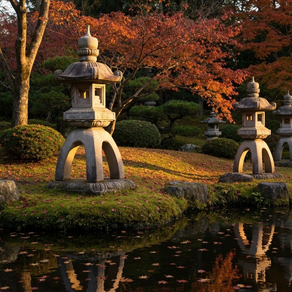 日本庭園の石灯籠